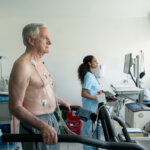 man taking a echocardiogram