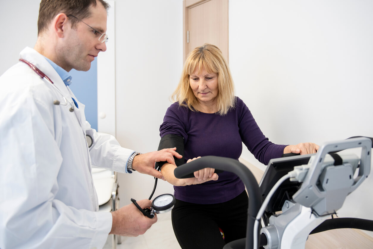 woman taking a stress test