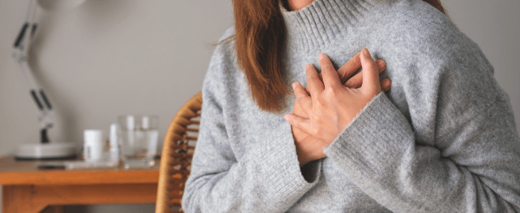 Lady having heart attack symptoms